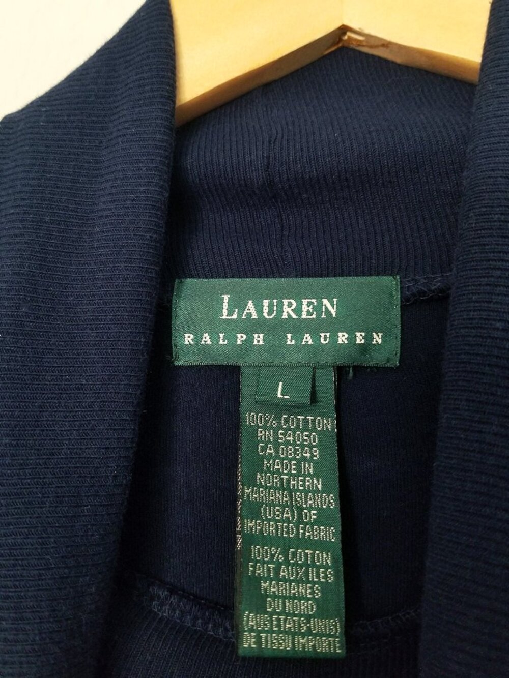 Lauren Ralph Lauren Women's L Navy Blue Turtleneck Gold Embroidered Crest Logo - Picture 7 of 12
